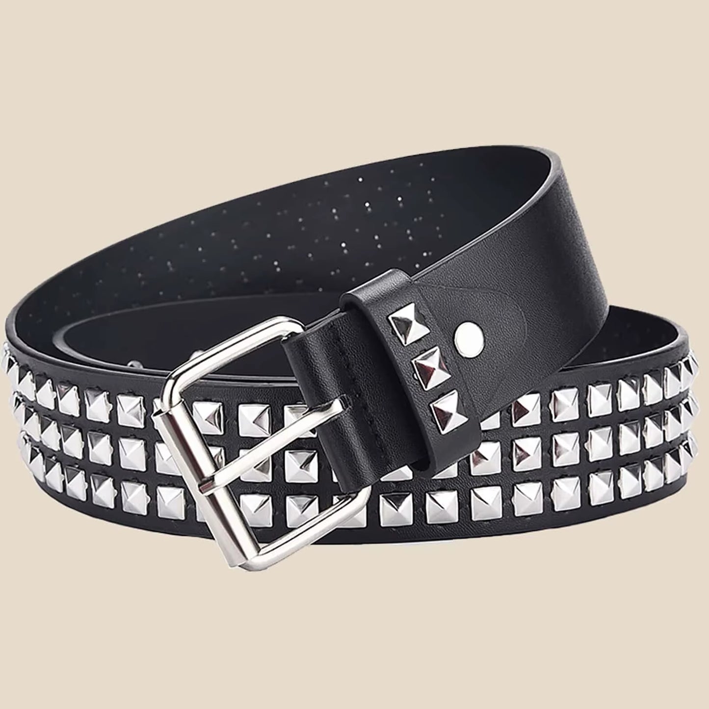 Fashion New Square Bead Rivet Belt Metal Pyramid Belt Men and Women Punk Hardware Jeans Belt Y2K Belt Designer Belt Women'S Belt