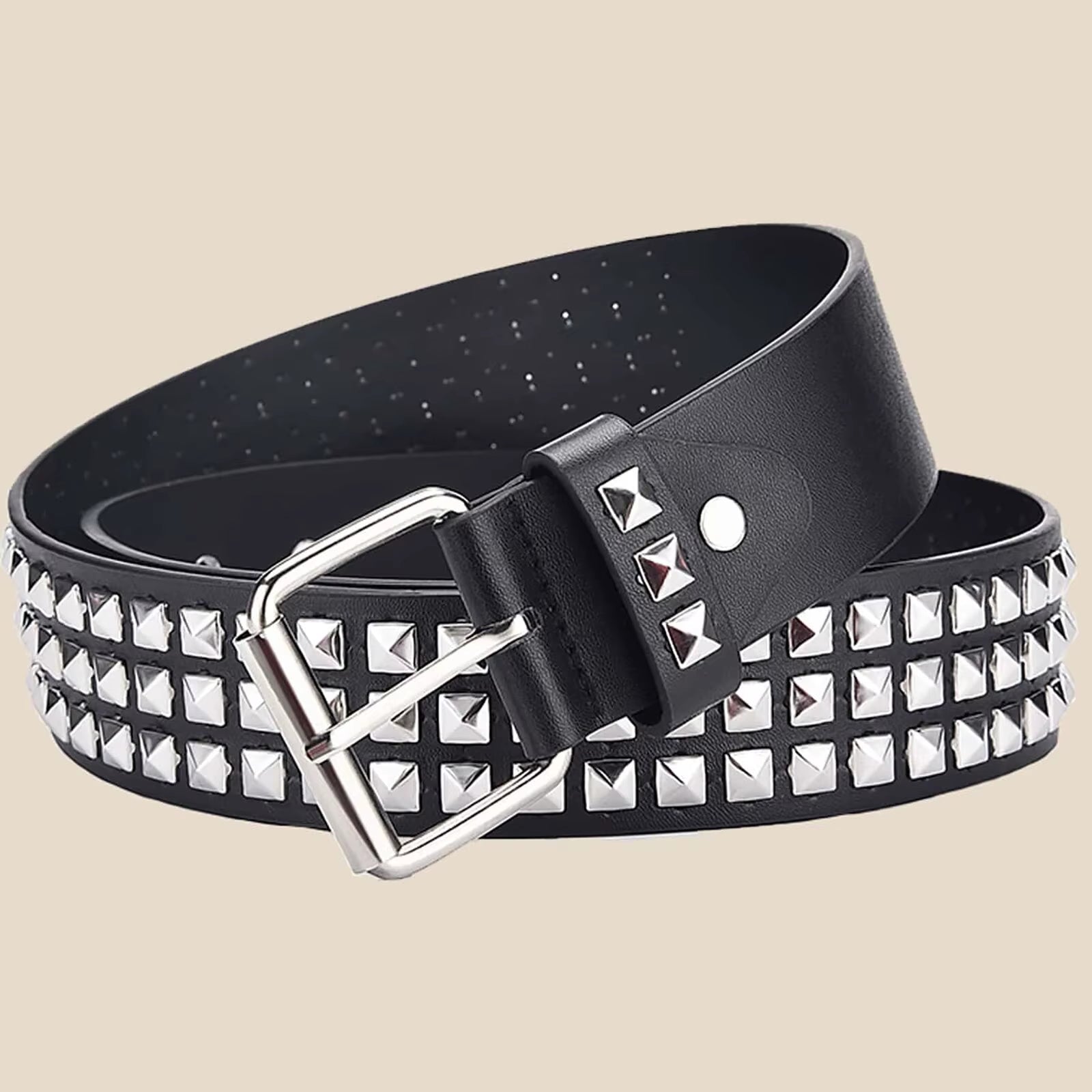 Fashion New Square Bead Rivet Belt Metal Pyramid Belt Men and Women Punk Hardware Jeans Belt Y2K Belt Designer Belt Women'S Belt