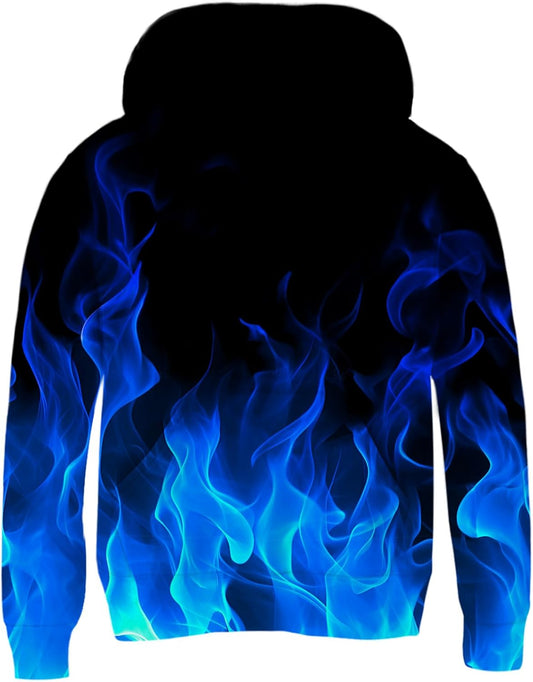 Blue Smoke Hoodies for Boys Fall Winter Clothes 7-8 Years Girl Sweatshirt Fashion Fire Sweater Kids Long Sleeves Pullover with Design