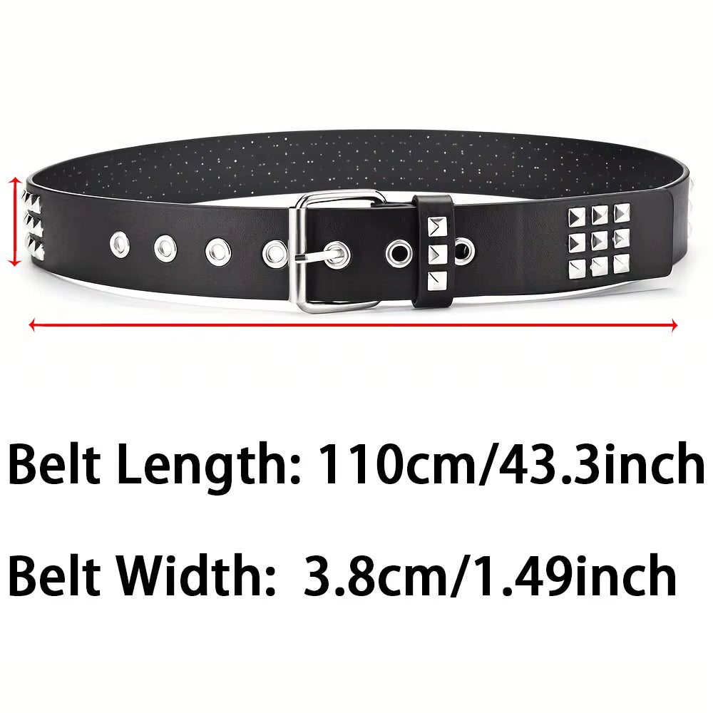 Fashion New Square Bead Rivet Belt Metal Pyramid Belt Men and Women Punk Hardware Jeans Belt Y2K Belt Designer Belt Women'S Belt