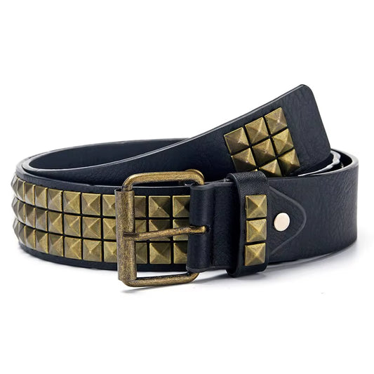 Fashion New Square Bead Rivet Belt Metal Pyramid Belt Men and Women Punk Hardware Jeans Belt Y2K Belt Designer Belt Women'S Belt