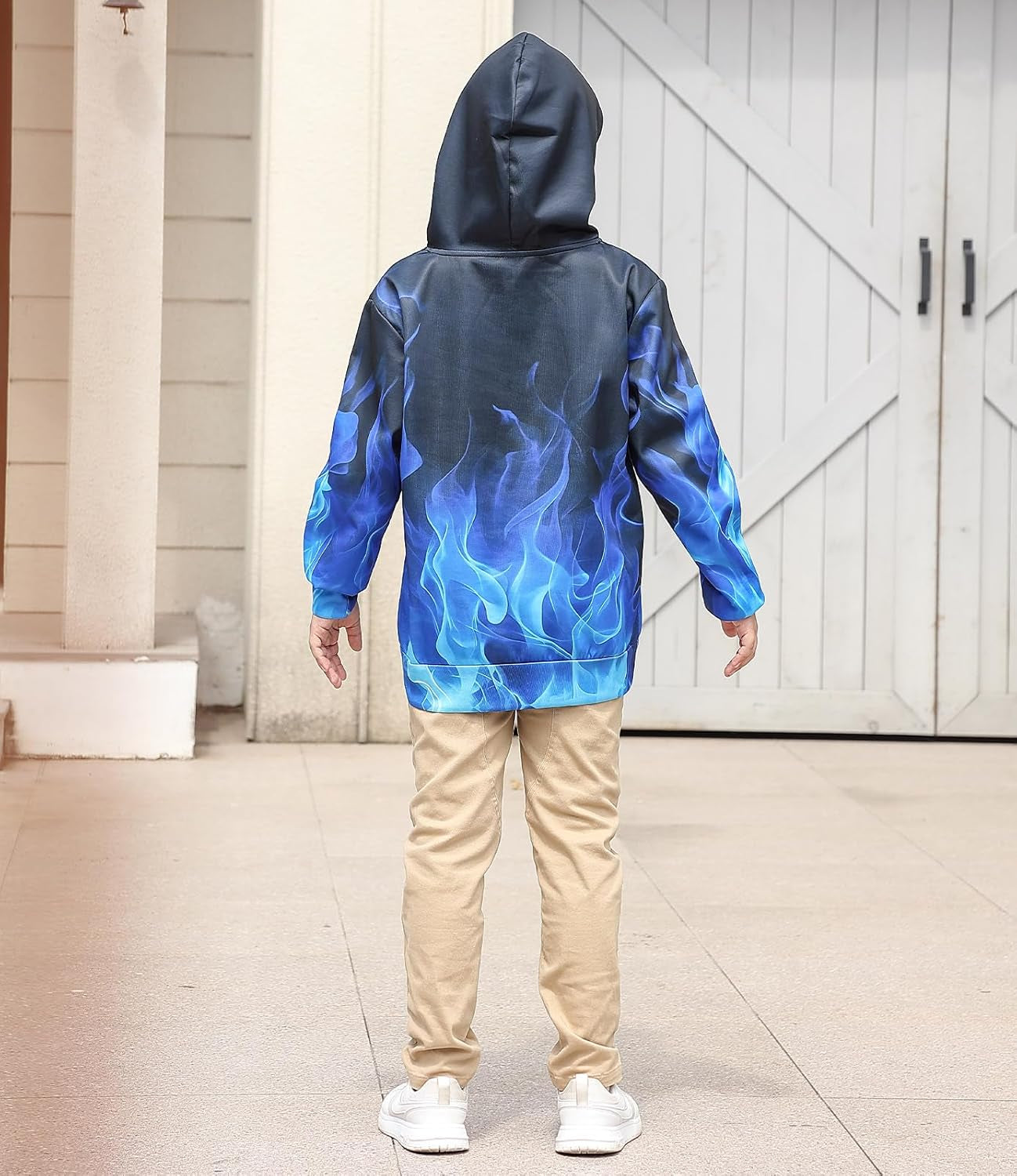 Blue Smoke Hoodies for Boys Fall Winter Clothes 7-8 Years Girl Sweatshirt Fashion Fire Sweater Kids Long Sleeves Pullover with Design