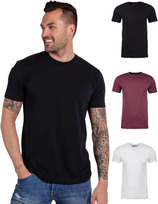 Men'S T-Shirts Soft Cotton Blend Crew Neck Tee S - 4XL Athletic Fit Plain Basic T-Shirt for Men