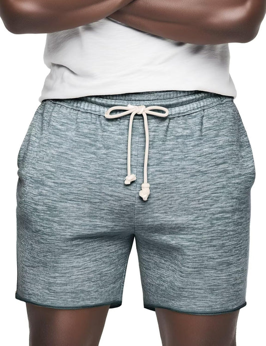 Men's Knit Terry Cloth Lounge Shorts with Drawstring and Pockets - 6 Inch Athletic Sweat Shorts