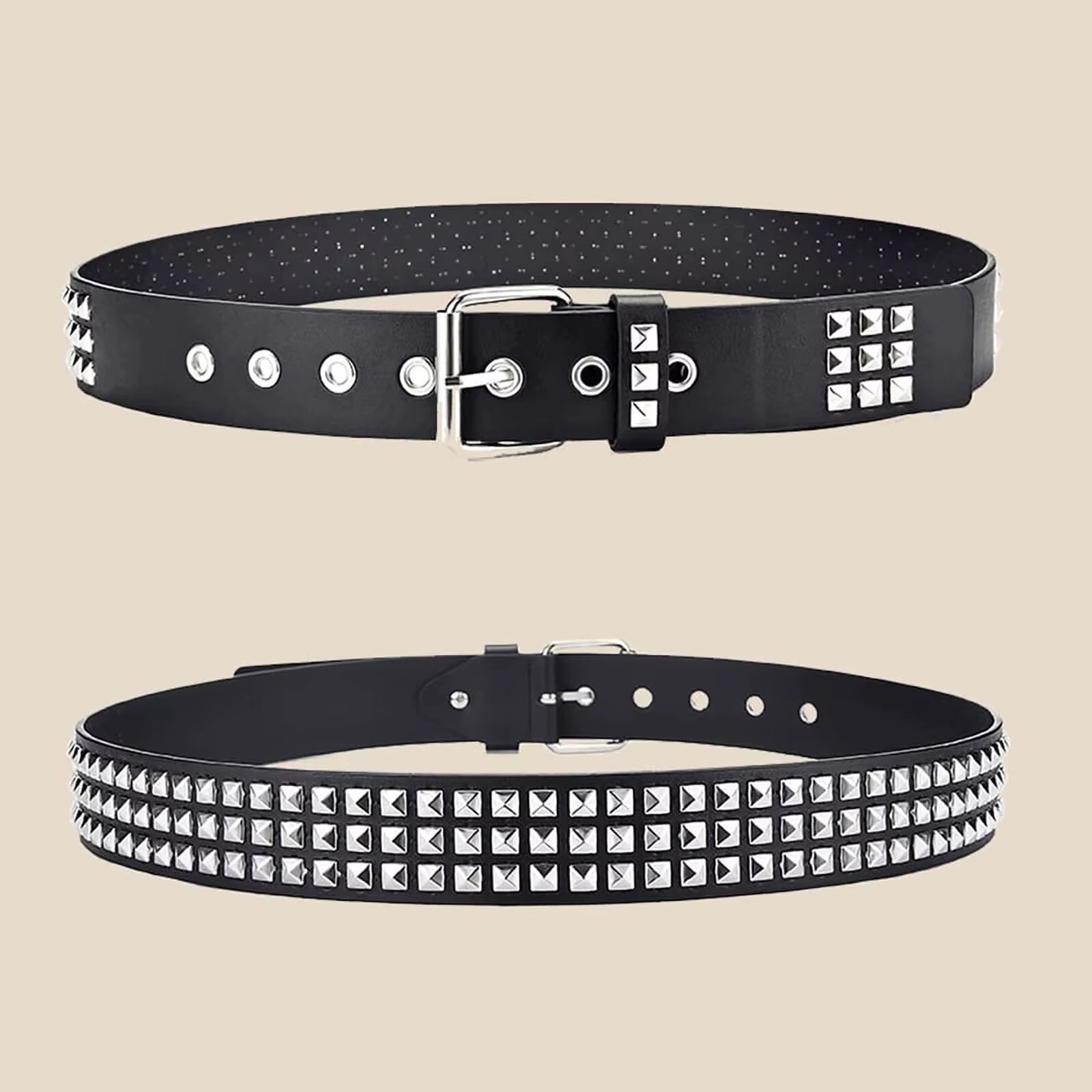 Fashion New Square Bead Rivet Belt Metal Pyramid Belt Men and Women Punk Hardware Jeans Belt Y2K Belt Designer Belt Women'S Belt