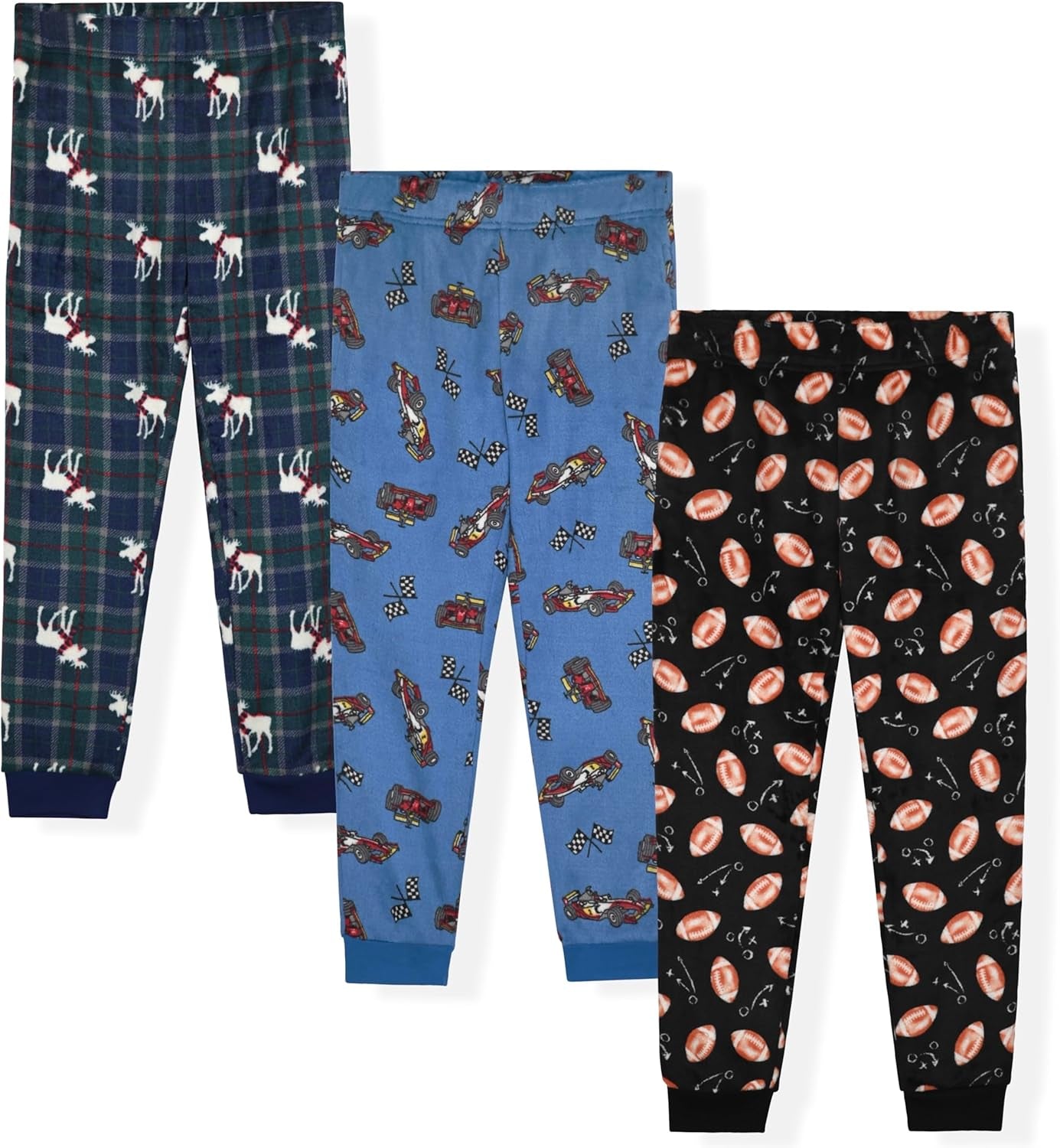 Boys Pajama Pants 3-Pack Soft Lightweight Sleepwear Bottoms with Elastic Waist Kids Lounge Pants for Boys